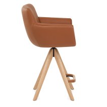 Tabouret Cuir Véritable Bois - Rome