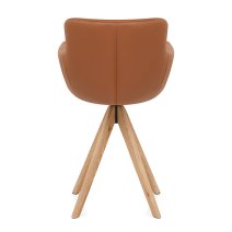 Tabouret Cuir Véritable Bois - Rome