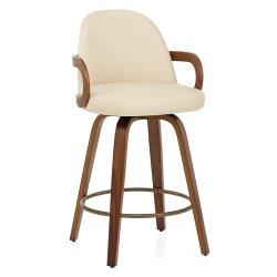 Tabouret faux cuir bois -...